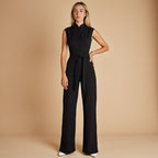 Jumpsuit Mouwloze Met Hoge Kraag En Ceintuur Zakelijk
