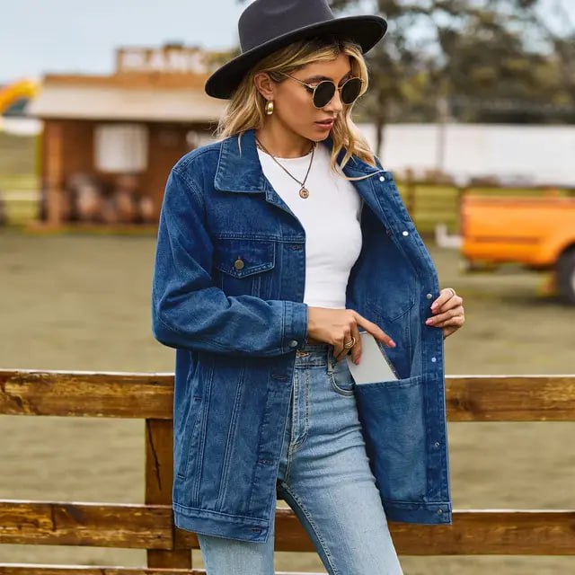 Dames Vintage Spijkerjas - Amerikaanse stijl met knoopsluiting
