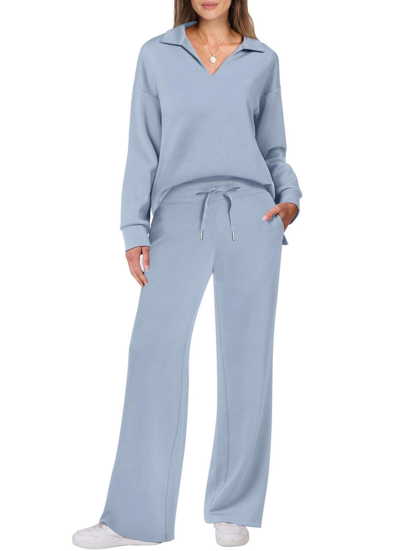 Eulària - Luxe Loungewear Set met Comfy Broek en V-hals