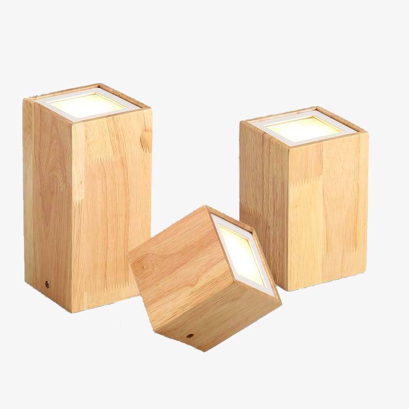 Houten LED cube plafondspot