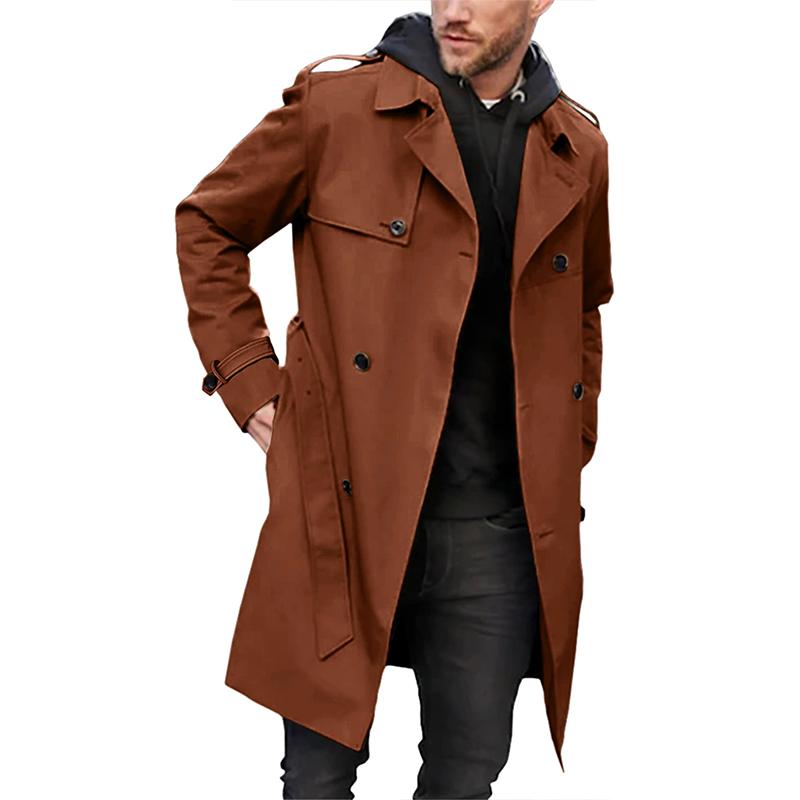 Heren Trenchcoat Op Maat Gemaakt Dubbelgeknoopt Met Riem