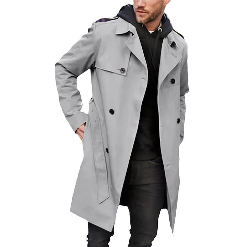 Heren Trenchcoat Op Maat Gemaakt Dubbelgeknoopt Met Riem