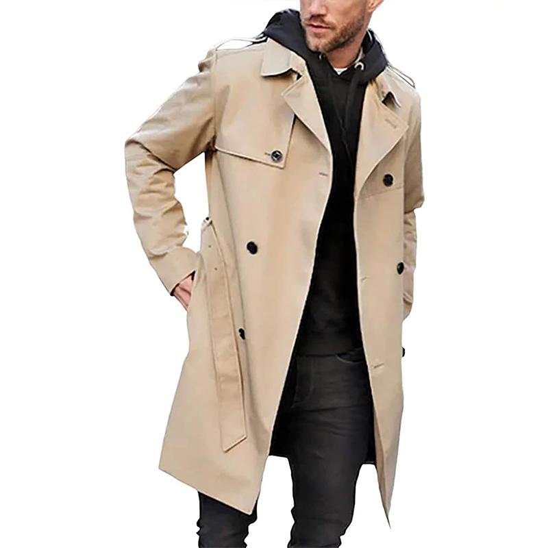 Heren Trenchcoat Op Maat Gemaakt Dubbelgeknoopt Met Riem