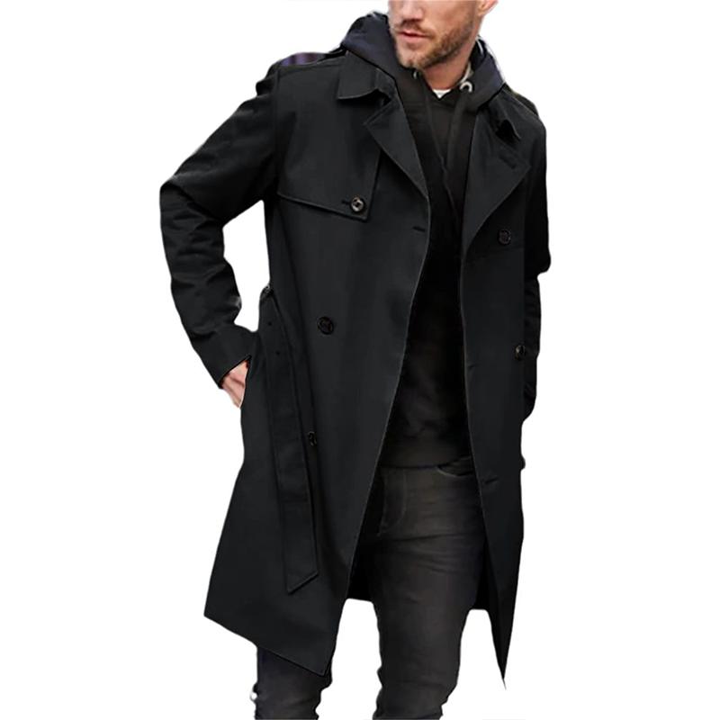 Heren Trenchcoat Op Maat Gemaakt Dubbelgeknoopt Met Riem