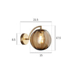Gouden LED wandlamp met rookglazen bol Scone