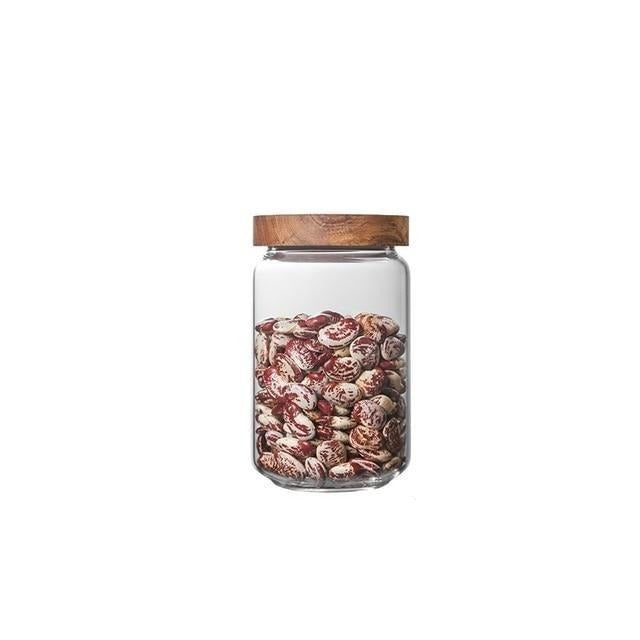 Glazen Voedselopslagpotten van Borosilicaatglas met Acaciahouten Deksels – Stapelbare Keukencontainers voor Gedroogde Voedingsmiddelen