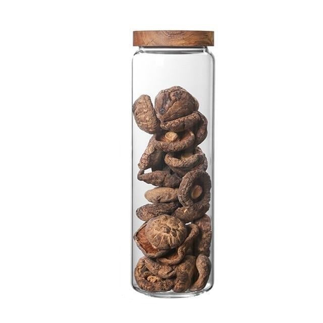 Glazen Voedselopslagpotten van Borosilicaatglas met Acaciahouten Deksels – Stapelbare Keukencontainers voor Gedroogde Voedingsmiddelen