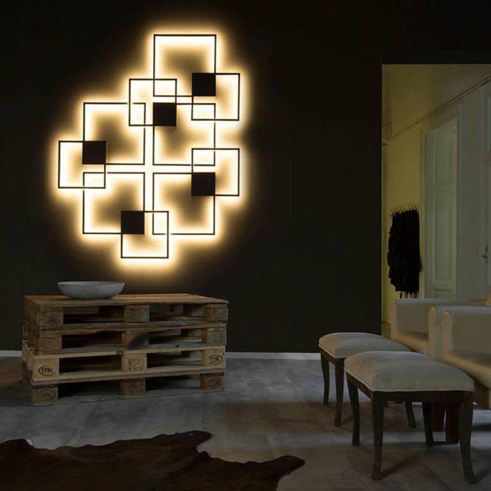 Zwart-Wit Vierkante Wanddecoratie Lamp