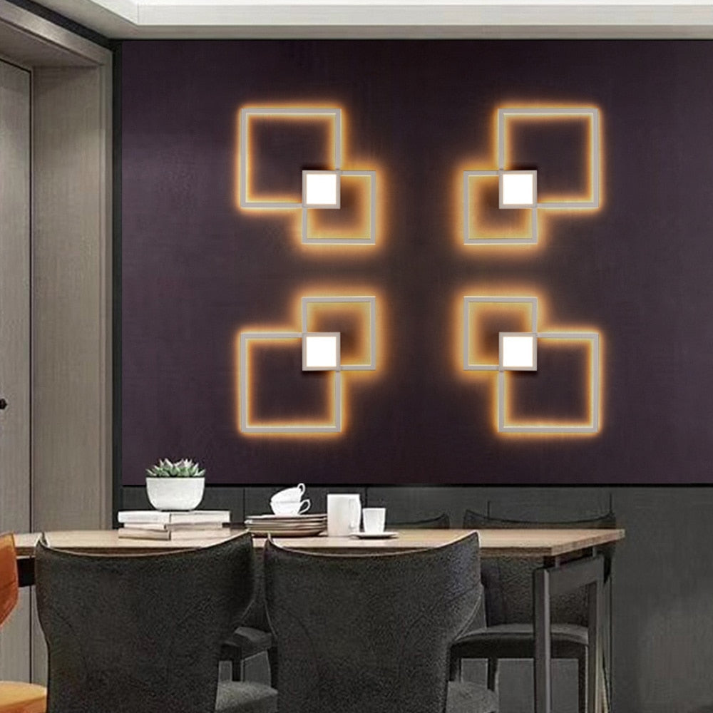Zwart-Wit Vierkante Wanddecoratie Lamp