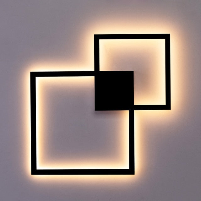 Zwart-Wit Vierkante Wanddecoratie Lamp