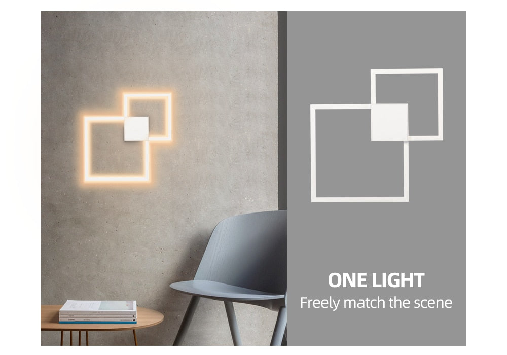 Zwart-Wit Vierkante Wanddecoratie Lamp