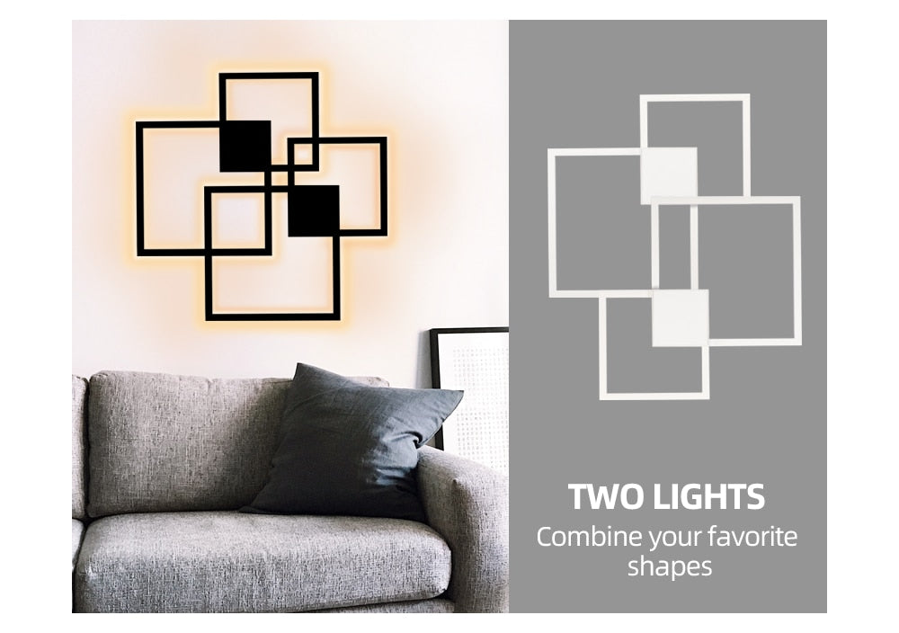 Zwart-Wit Vierkante Wanddecoratie Lamp