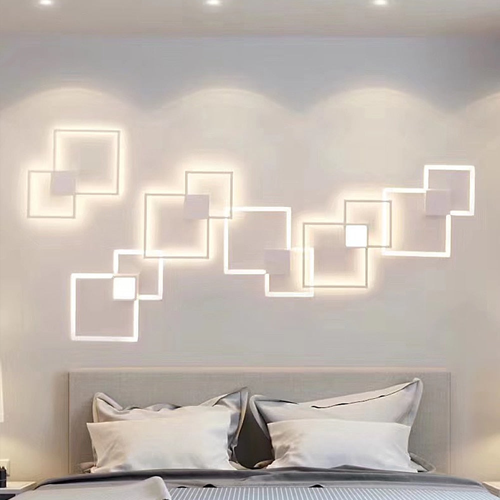 Zwart-Wit Vierkante Wanddecoratie Lamp