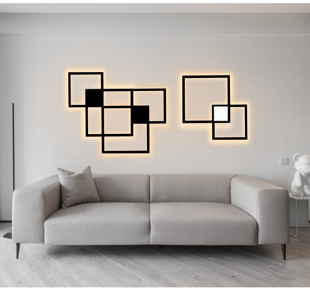 Zwart-Wit Vierkante Wanddecoratie Lamp