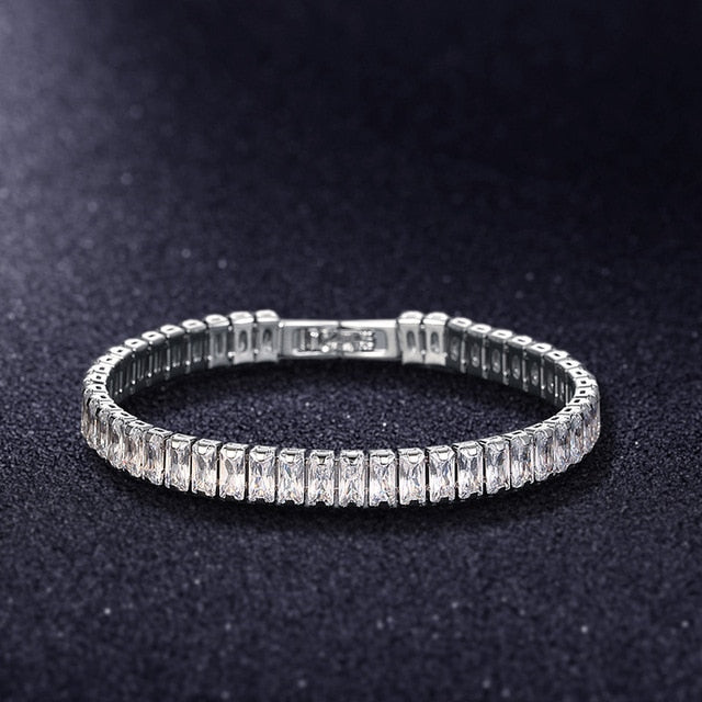 Elegante Zilveren Kettenarmband met Zirconia Tennisarmband voor Dames en Heren, Trendy Geometrisch Ontwerp en Verhoogde Charme, Perfect voor Elke Gelegenheid