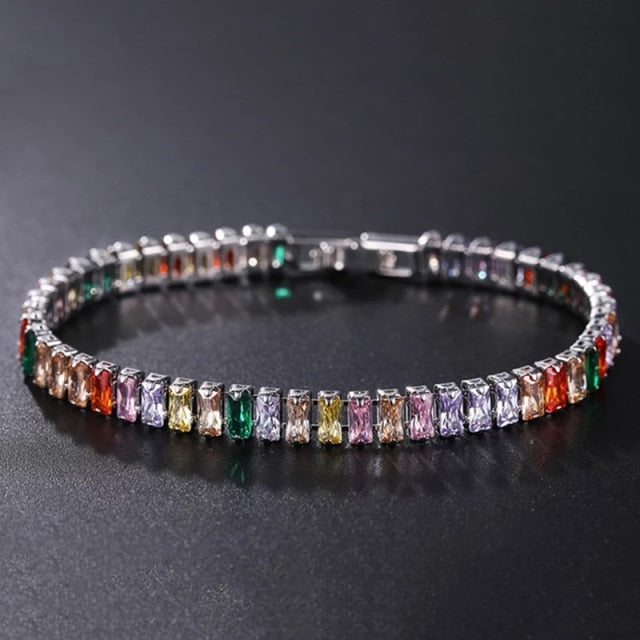 Elegante Zilveren Kettenarmband met Zirconia Tennisarmband voor Dames en Heren, Trendy Geometrisch Ontwerp en Verhoogde Charme, Perfect voor Elke Gelegenheid