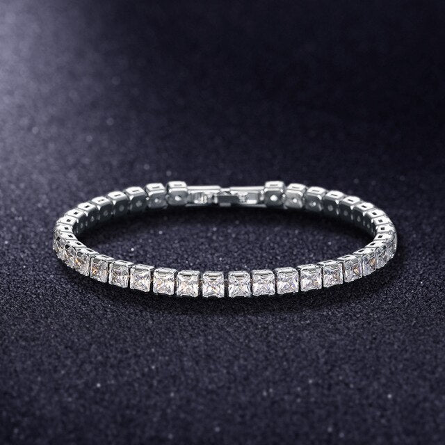 Elegante Zilveren Kettenarmband met Zirconia Tennisarmband voor Dames en Heren, Trendy Geometrisch Ontwerp en Verhoogde Charme, Perfect voor Elke Gelegenheid