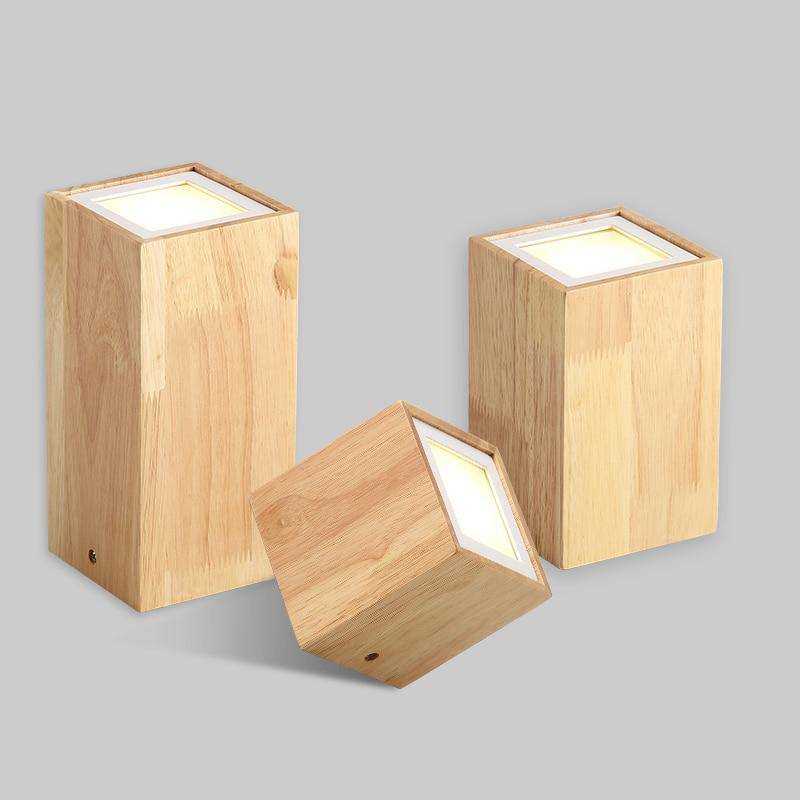 Houten LED cube plafondspot
