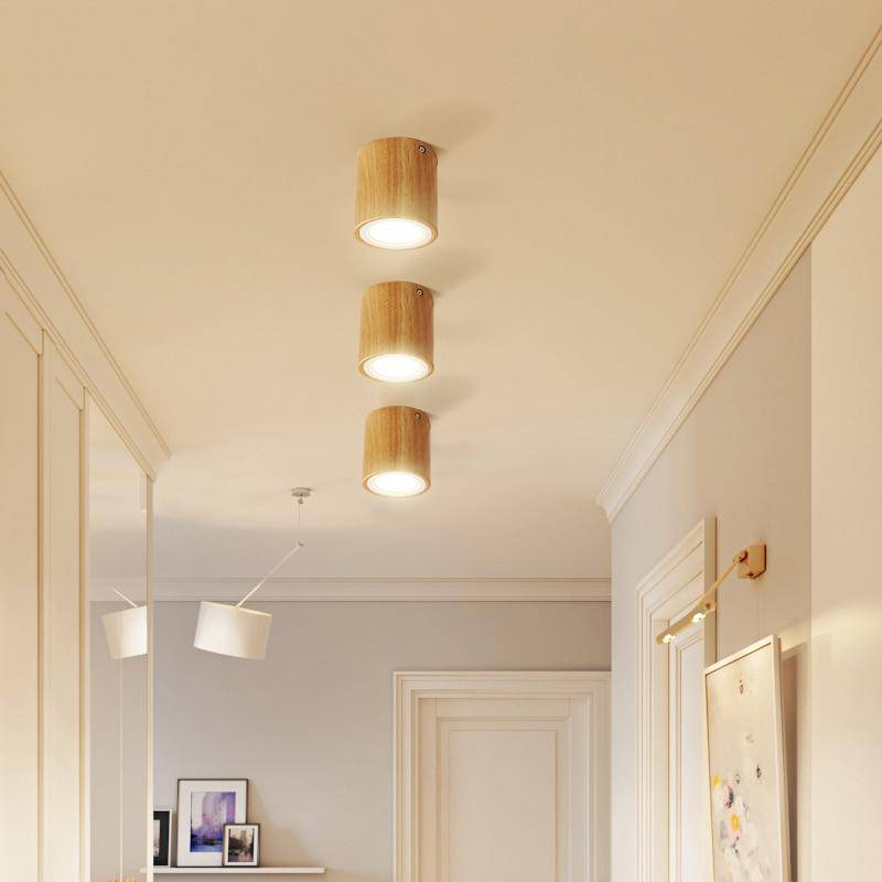 Houten LED cube plafondspot
