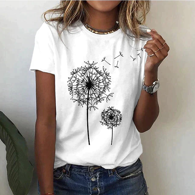 Dames T Shirt Relaxte Pasvorm Korte Mouwen Grafische Print