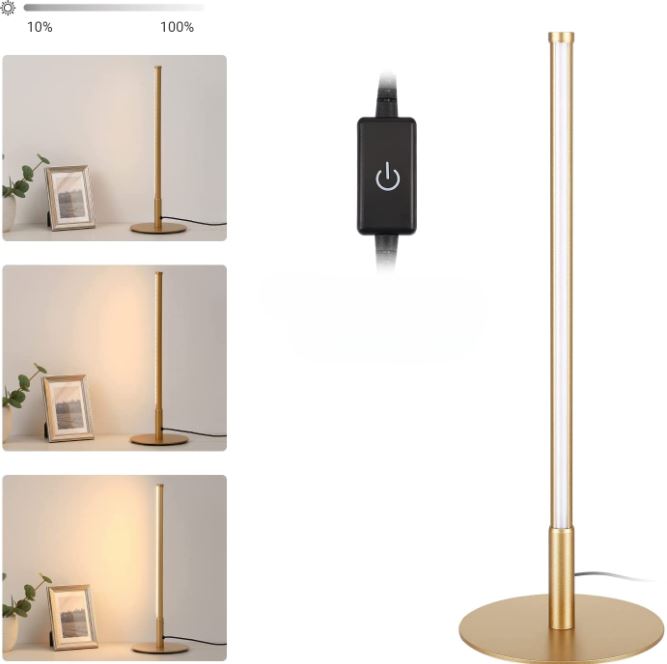 LustrousGold - Strakke Gouden LED-Tafellamp