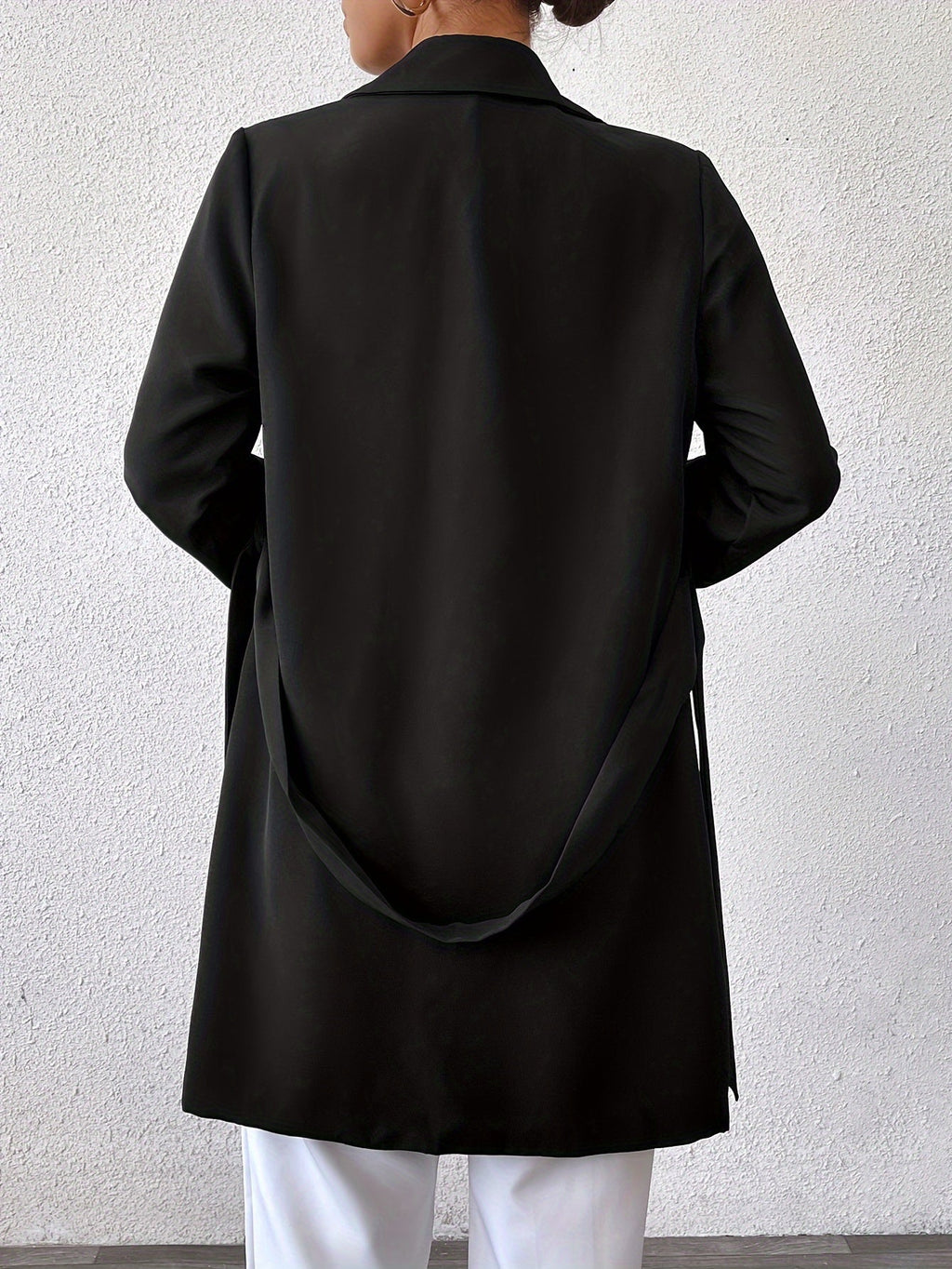 Dames Dubbelzijdige Lange Jas Met Strikceintuur Gelaagdheid - Trenchcoat