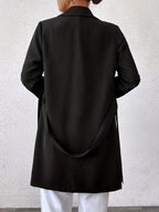 Dames Dubbelzijdige Lange Jas Met Strikceintuur Gelaagdheid - Trenchcoat