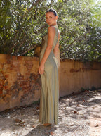 Seraphina Satijnen One-Shoulder Maxi Jurk met Elegante Split voor Feesten en Gala's Luxe Zijden Glans Vrouwelijke Pasvorm Elegant en Verfijnd