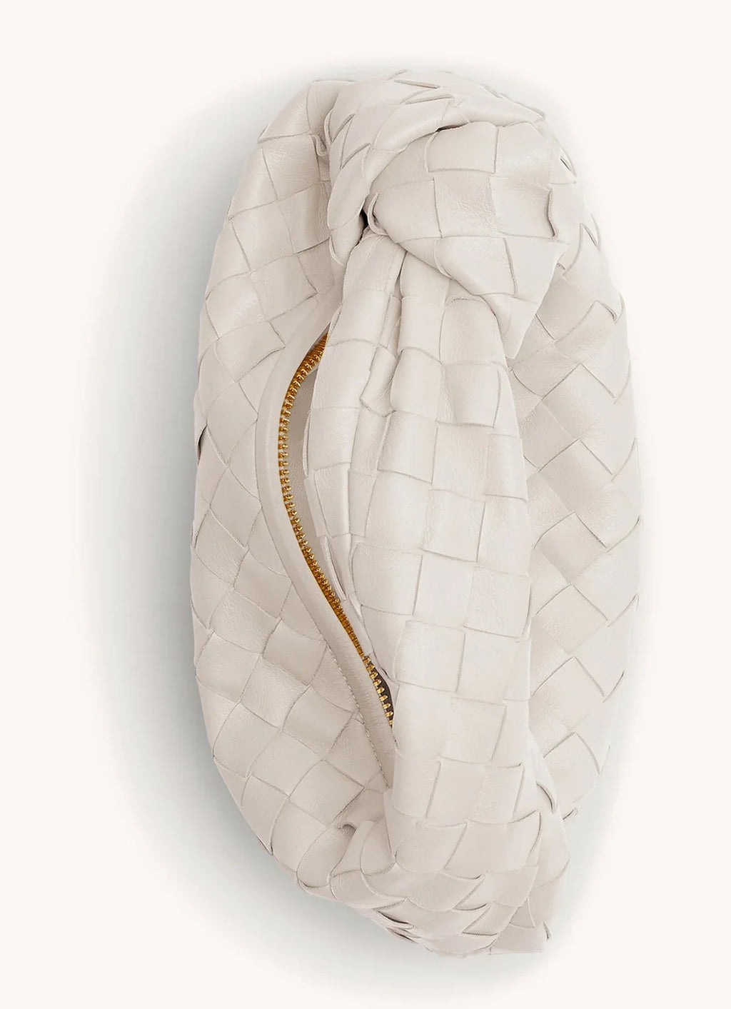 Dames Handtas - Echt Leer - Gevlochten Design - Luxe Halvemaan Vorm - Knopenhandvat