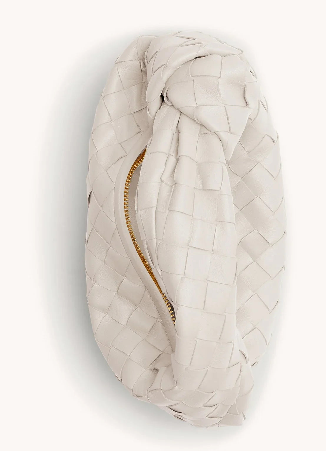 Dames Handtas - Echt Leer - Gevlochten Design - Luxe Halvemaan Vorm - Knopenhandvat