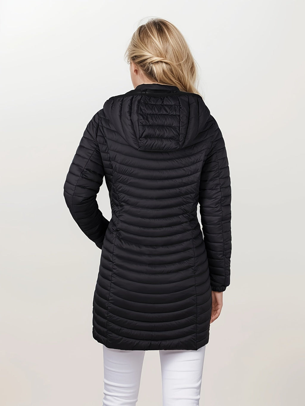 Dames Gewatteerde Jas Met Capuchon En Rits Voorkant Casual