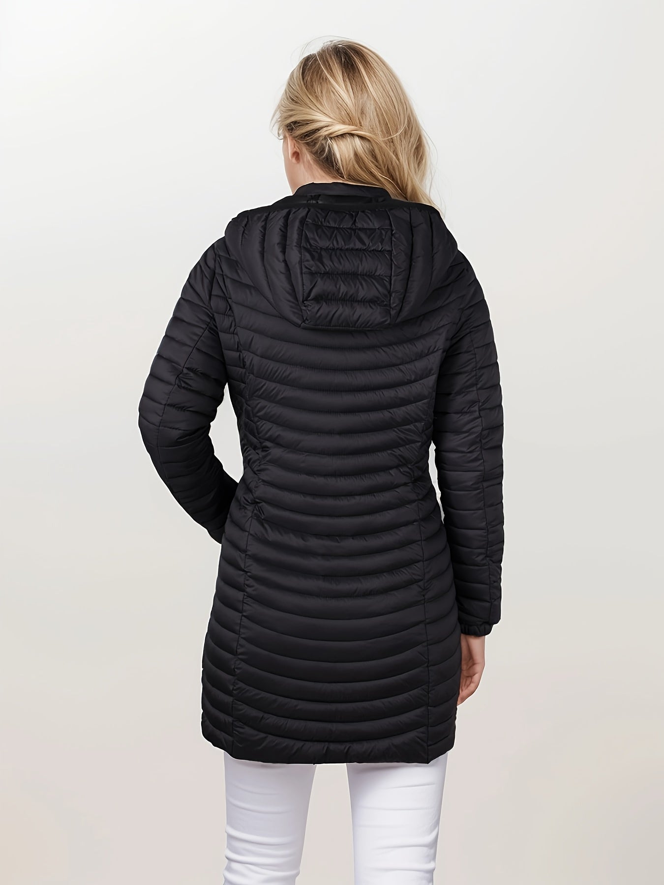 Dames Gewatteerde Jas Met Capuchon En Rits Voorkant Casual