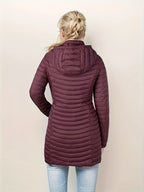 Dames Gewatteerde Jas Met Capuchon En Rits Voorkant Casual