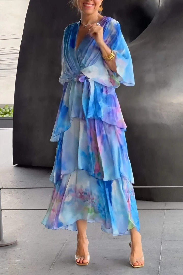 Sarina Maxi Jurk voor Zomer Feesten en Strandwandelingen Met Multi-Kleur Chiffon Vloeiend Silhouet en Comfortabele Pasvorm