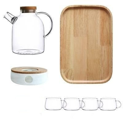 Grote Scandinavische Glazen Theepot Set