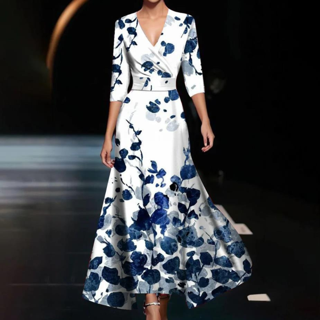 Yuna Bloemen Wikkeljurk Dames Elegante Zomerjurk Met Vloeiend Silhouet en BloemenpatroonVoor Feestdagen en Casual Wear