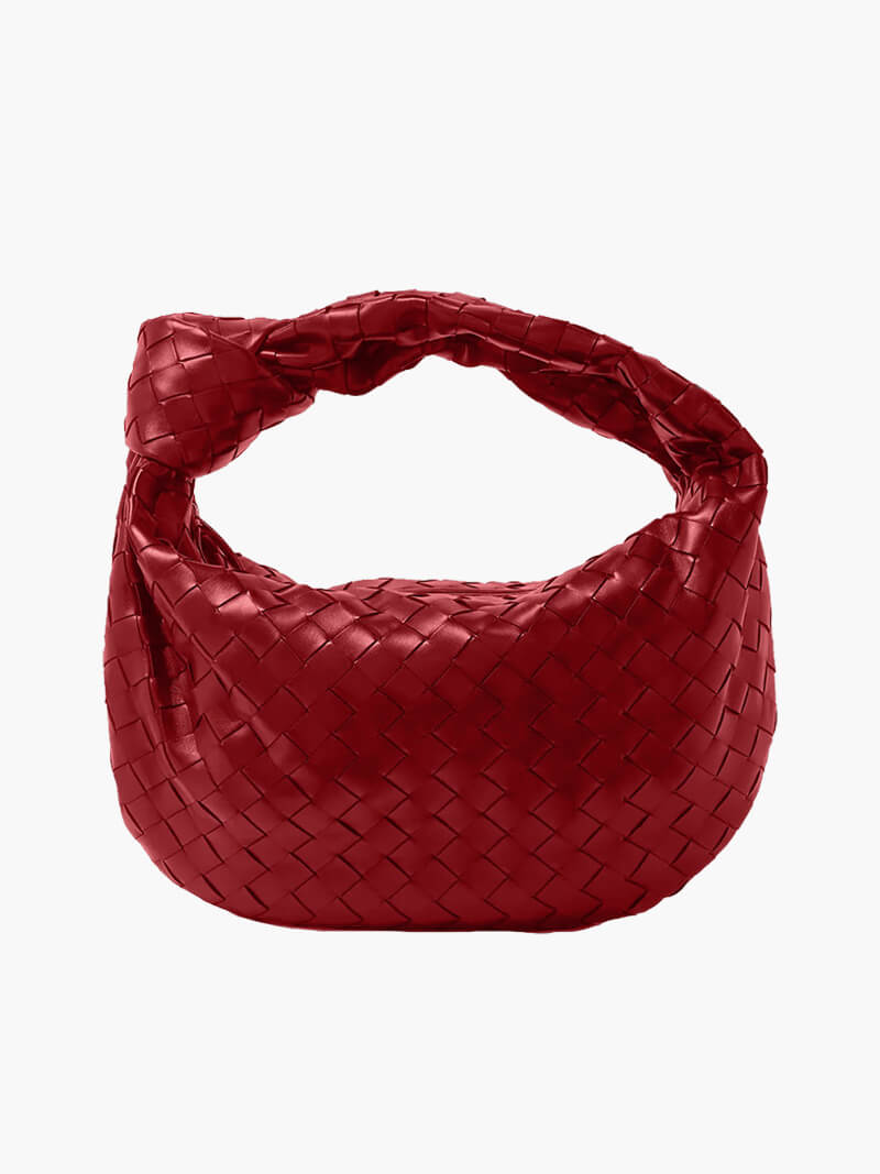 Gevlochten Knoop Nepleer Medium Tas Met Handvat Voor Elegant en Modern Gebruik