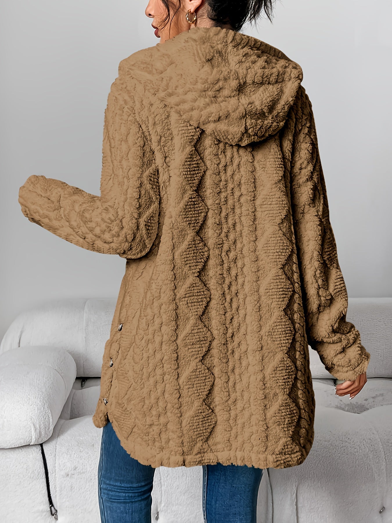 Dames Fluffy Teddy Hoodie Jas Loszittend Comfort Warm Casual - Tussenjas