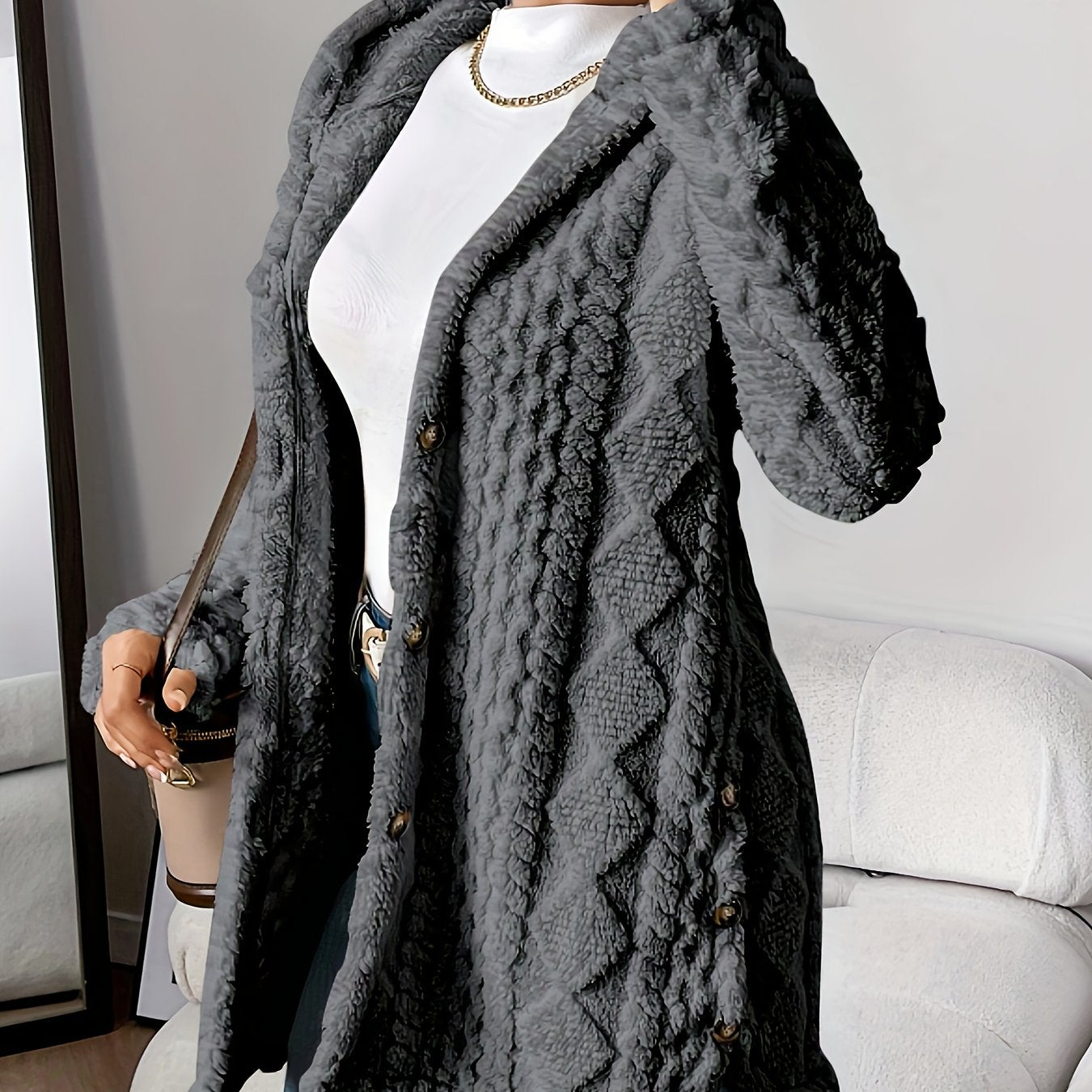 Dames Fluffy Teddy Hoodie Jas Loszittend Comfort Warm Casual - Tussenjas