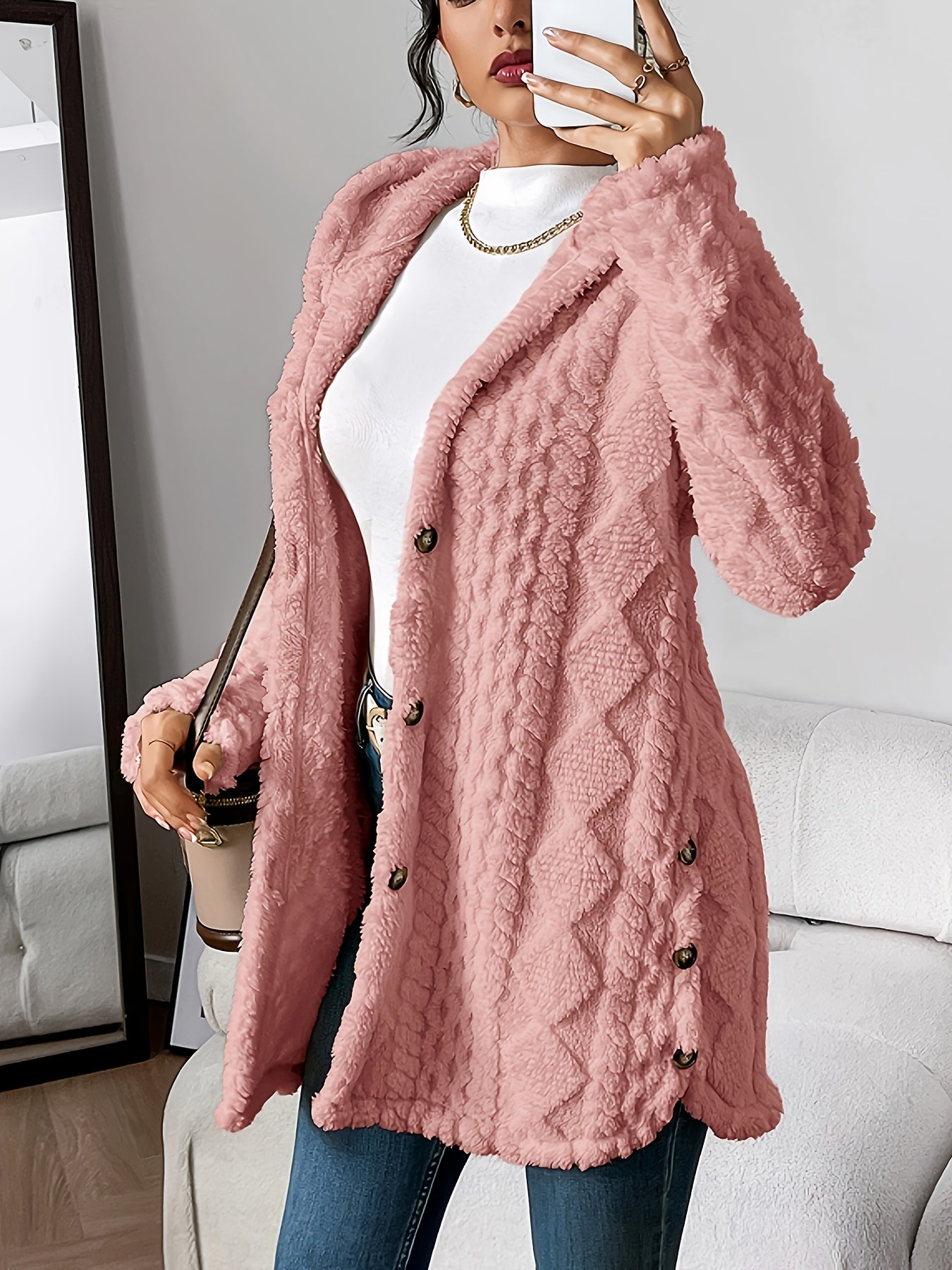 Dames Fluffy Teddy Hoodie Jas Loszittend Comfort Warm Casual - Tussenjas
