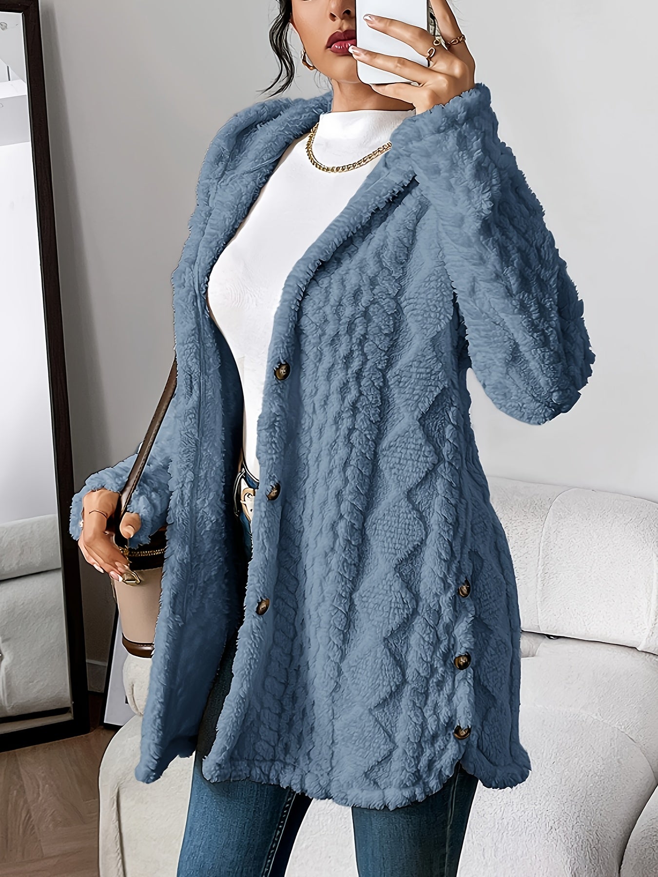 Dames Fluffy Teddy Hoodie Jas Loszittend Comfort Warm Casual - Tussenjas