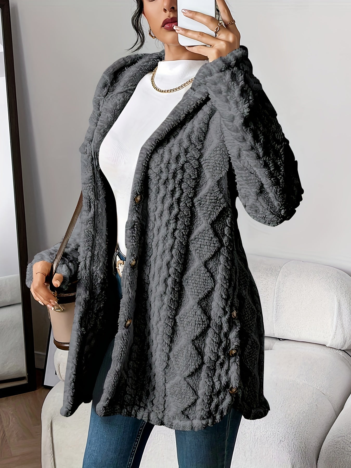 Dames Fluffy Teddy Hoodie Jas Loszittend Comfort Warm Casual - Tussenjas