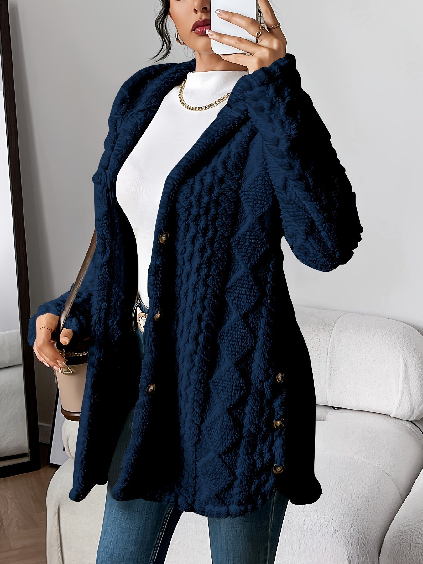 Dames Fluffy Teddy Hoodie Jas Loszittend Comfort Warm Casual - Tussenjas