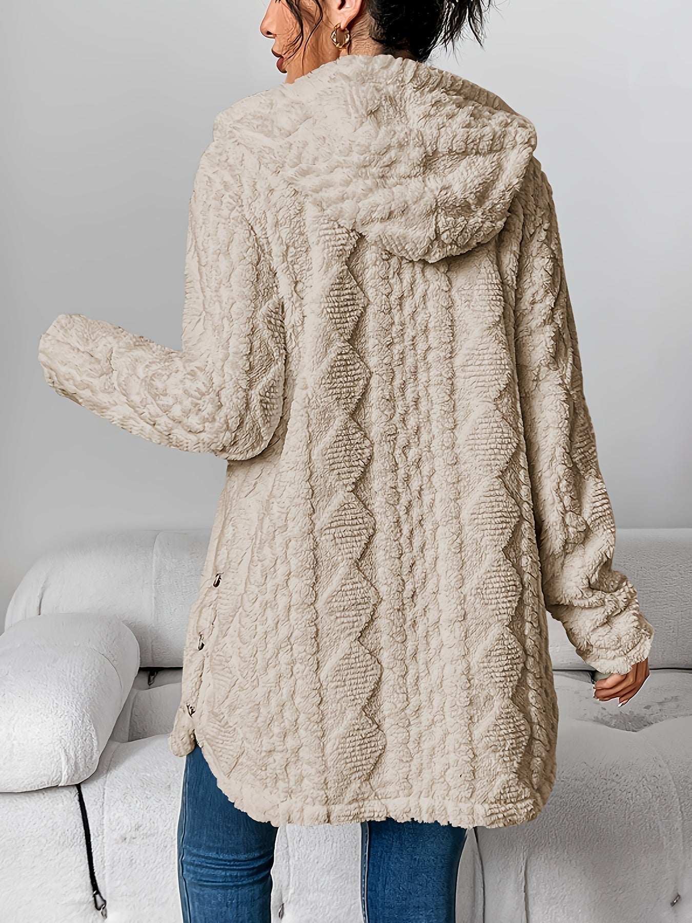 Dames Fluffy Teddy Hoodie Jas Loszittend Comfort Warm Casual - Tussenjas