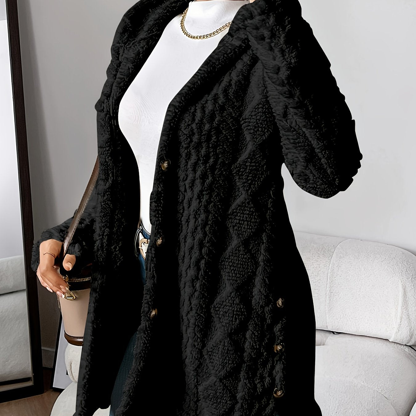 Dames Fluffy Teddy Hoodie Jas Loszittend Comfort Warm Casual - Tussenjas