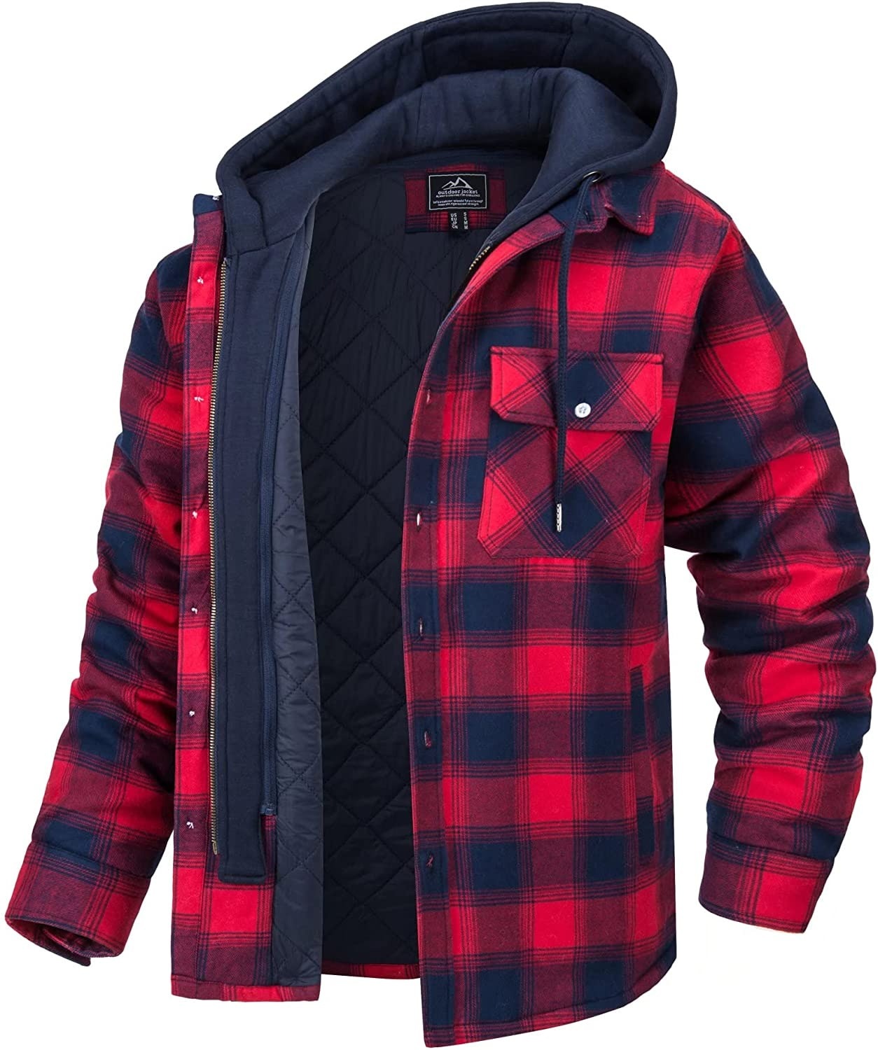 Hommes Jas - Geruit heren vest met capuchon en warme voering
