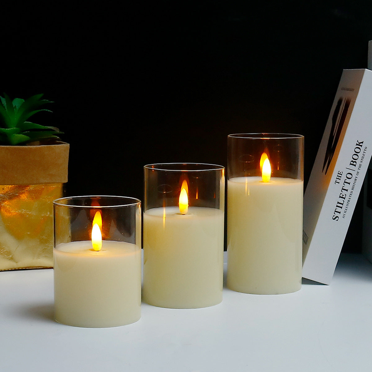 Moderne kaarsenset - LED kaars met afstandsbediening