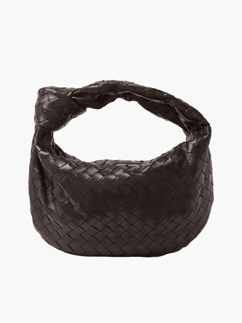 Gevlochten Knoop Nepleer Medium Tas Met Handvat Voor Elegant en Modern Gebruik