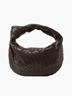 Gevlochten Knoop Nepleer Medium Tas Met Handvat Voor Elegant en Modern Gebruik