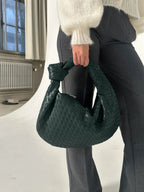 Gevlochten Knoop Nepleer Medium Tas Met Handvat Voor Elegant en Modern Gebruik
